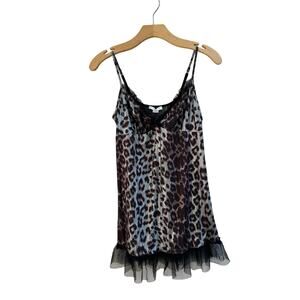 Leopard Slip Dress Lace Tulle Y2K Grunge Coquette Going Out Mini M